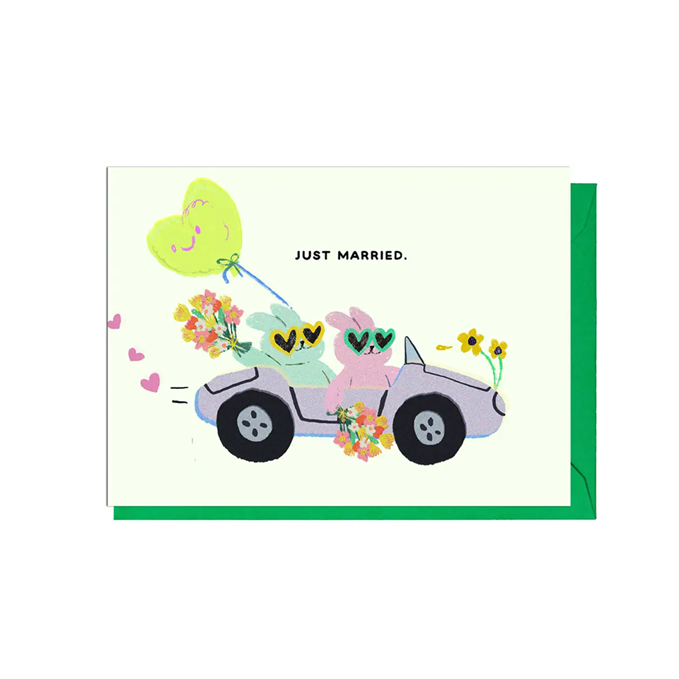 Just Married Bunnies - Greetings Card