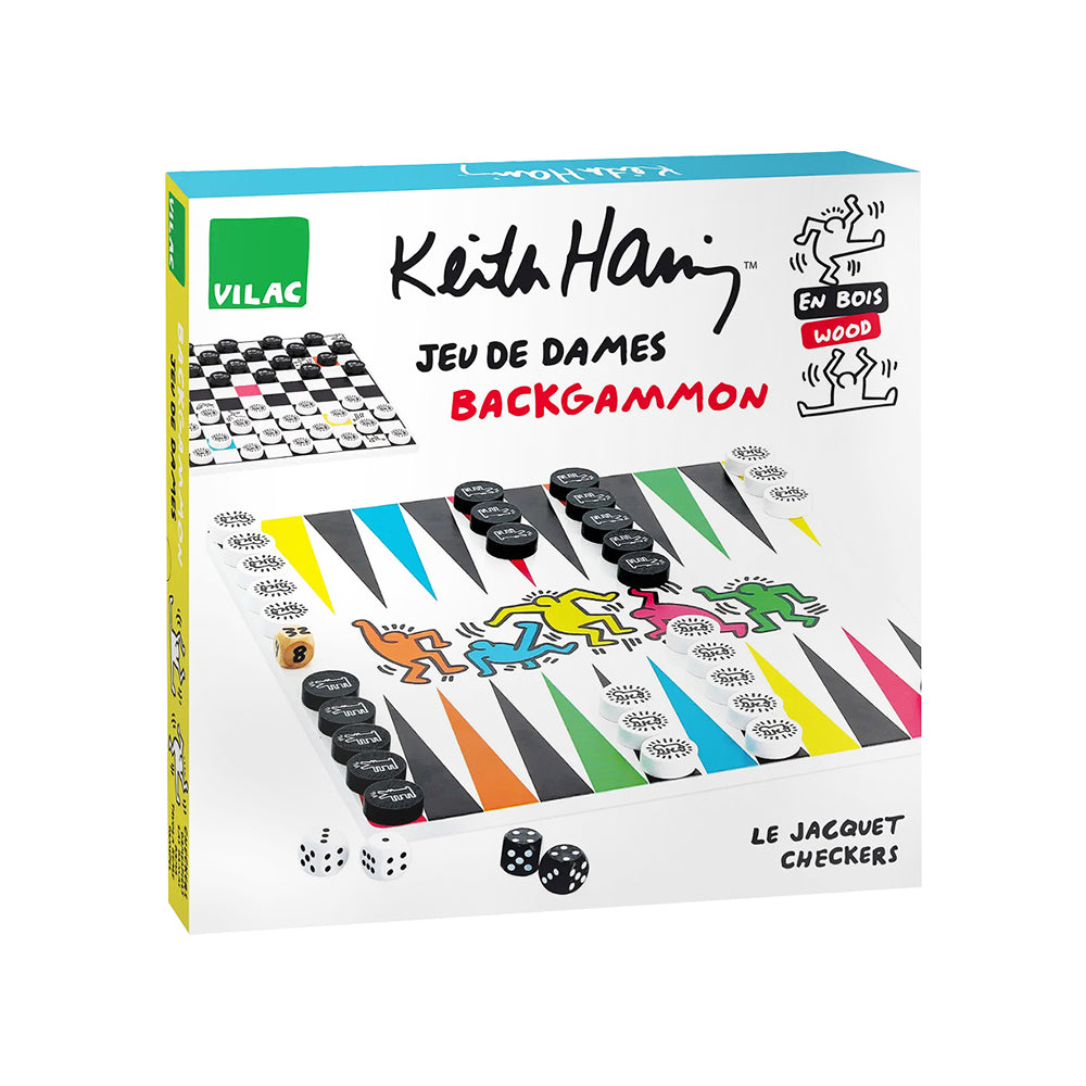 Keith Haring Backgammon and Checkers Wooden Set