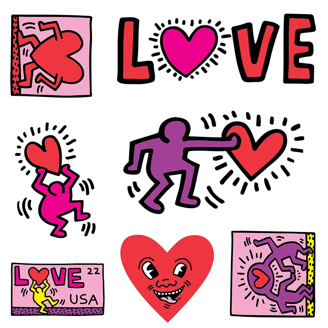 Keith Haring Love - Sheet of 7 Kiss-Cut Stickers