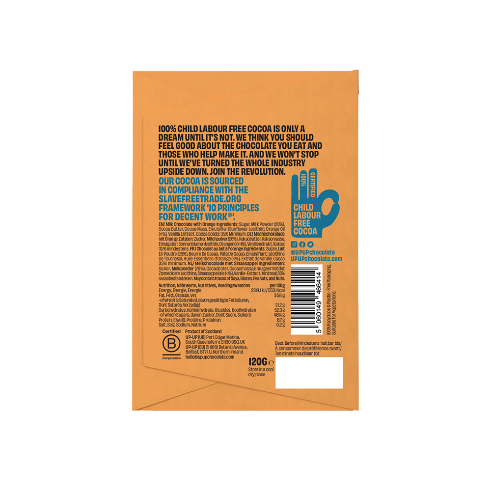 Sweet Orange Milk 120g by Up-Up Chocolate