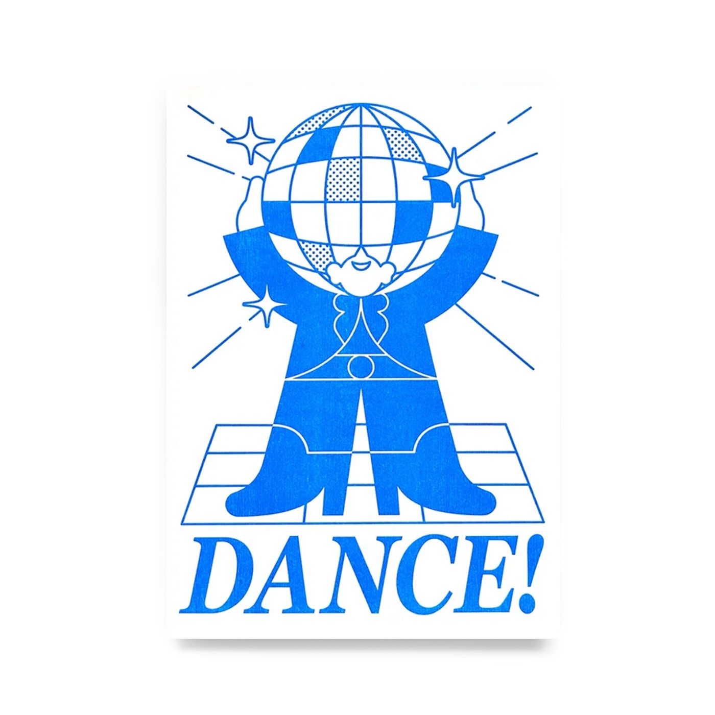 DANCE! Disco Funk House Blue A3 Illustration Risograph Print Poster