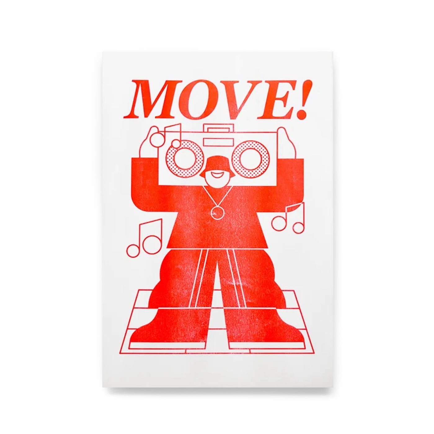 MOVE! dancing Hip-Hop B-Boy 90's Rap Red Risograph Print Poster A3