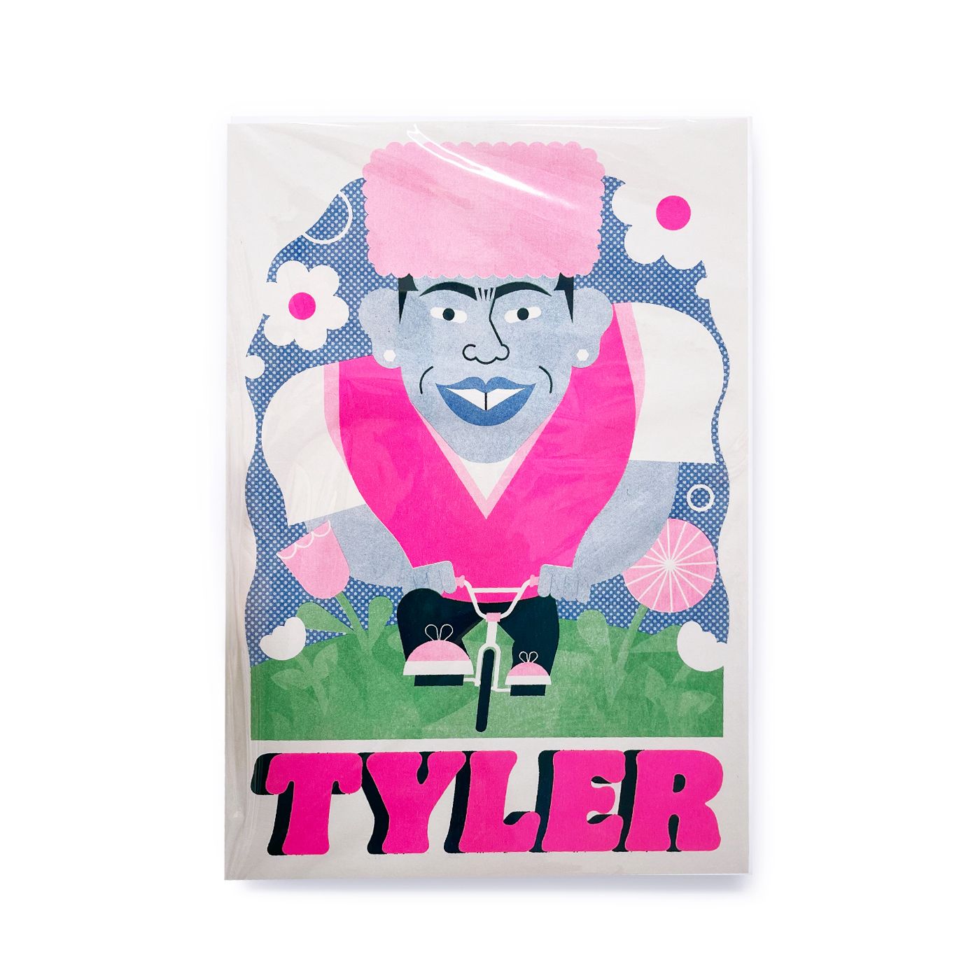 Tyler Tribute Print A3 Pink, Green, Blue Risograph Poster