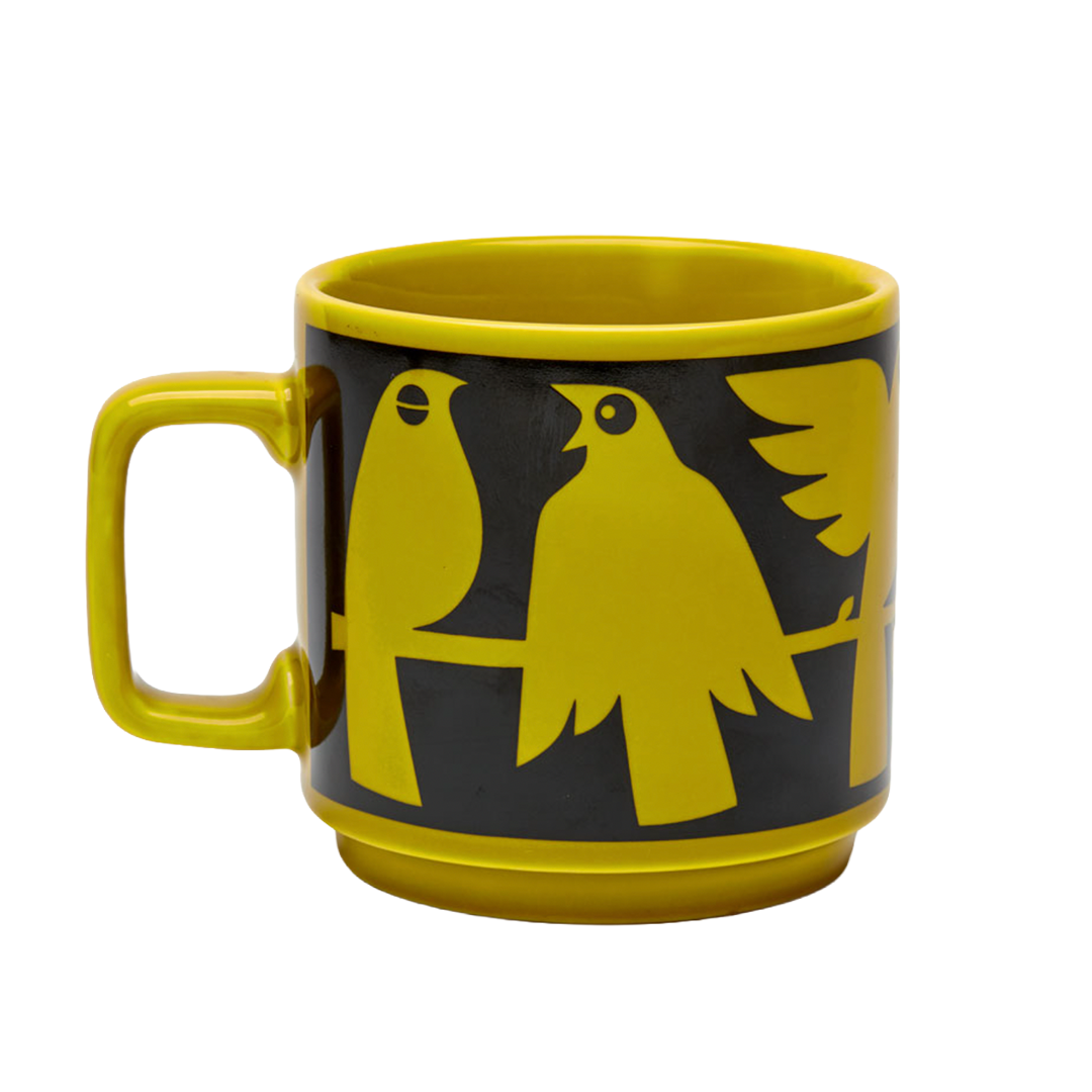 Magpie X Hornsea Mug Birds Chartreuse