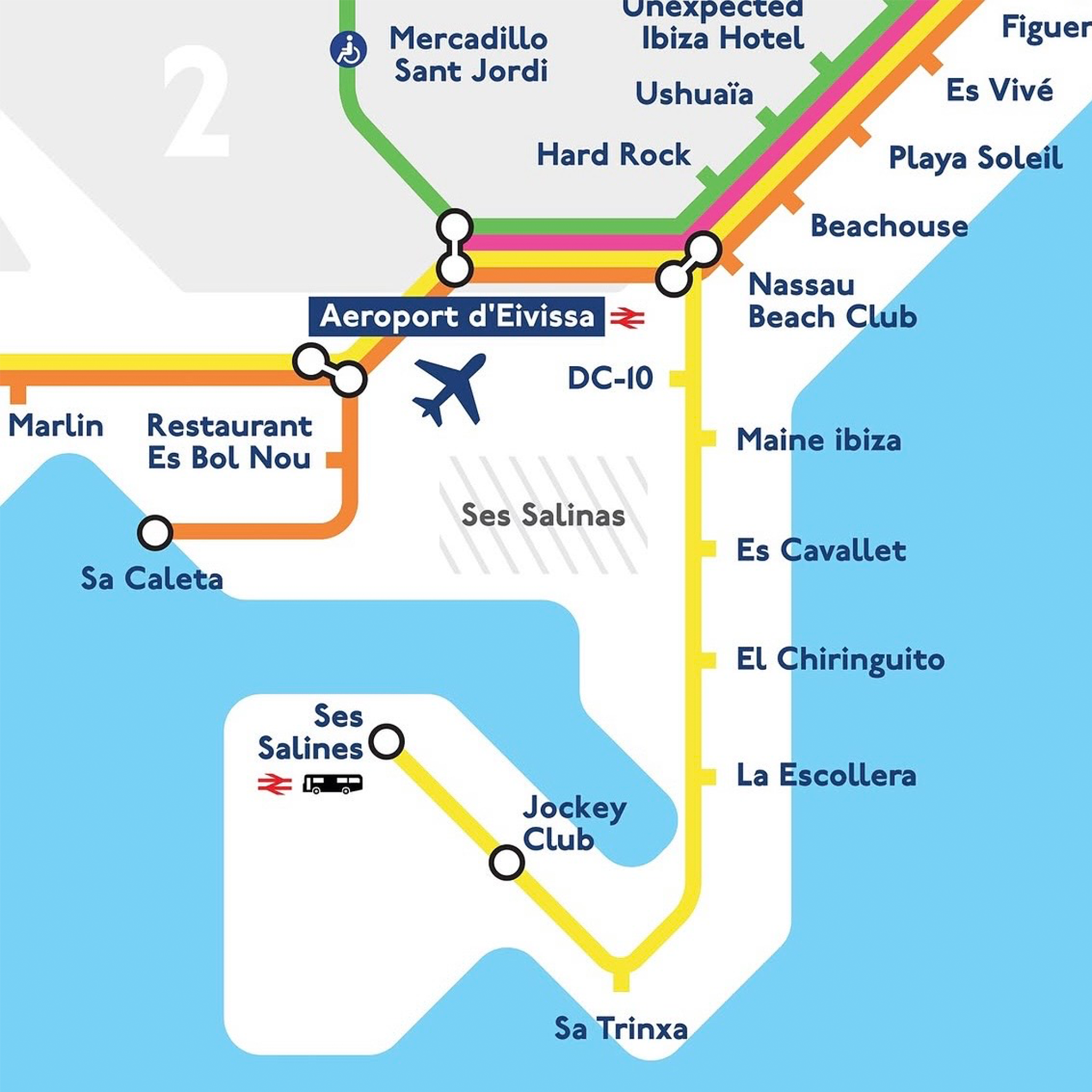 Ibiza Tube Map (Small) by Cindy Houdini