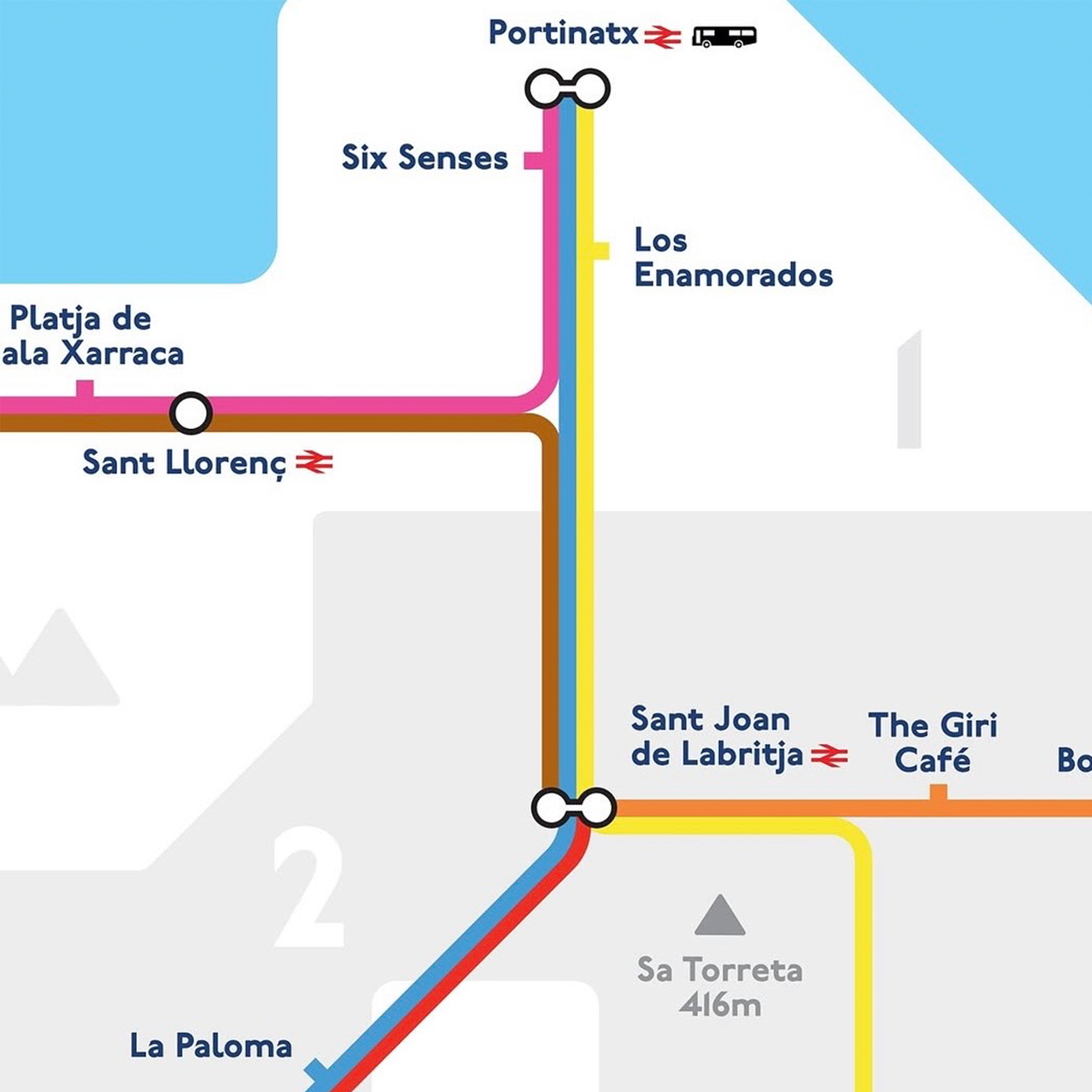 Ibiza Tube Map (Small) by Cindy Houdini