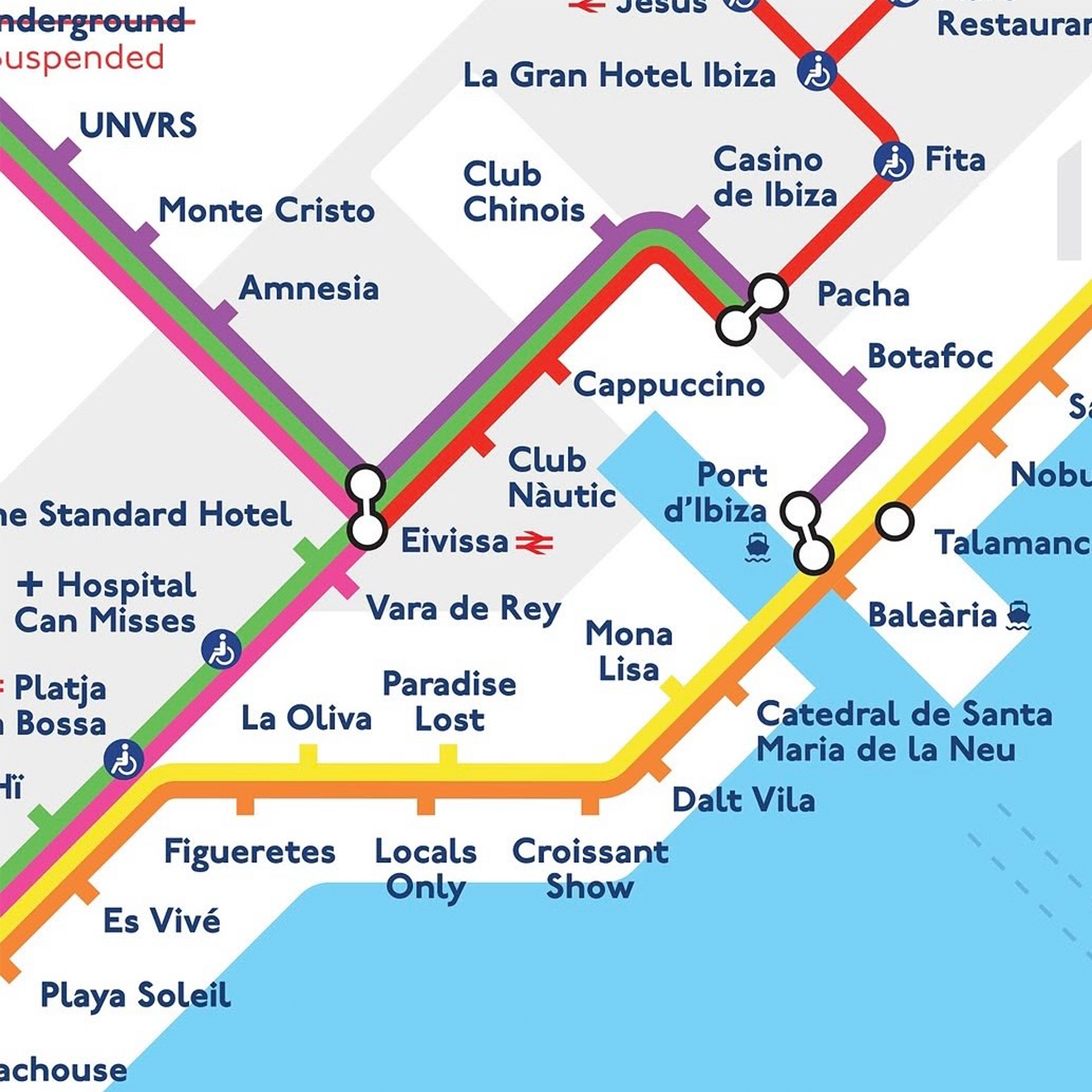 Ibiza Tube Map (Small) by Cindy Houdini