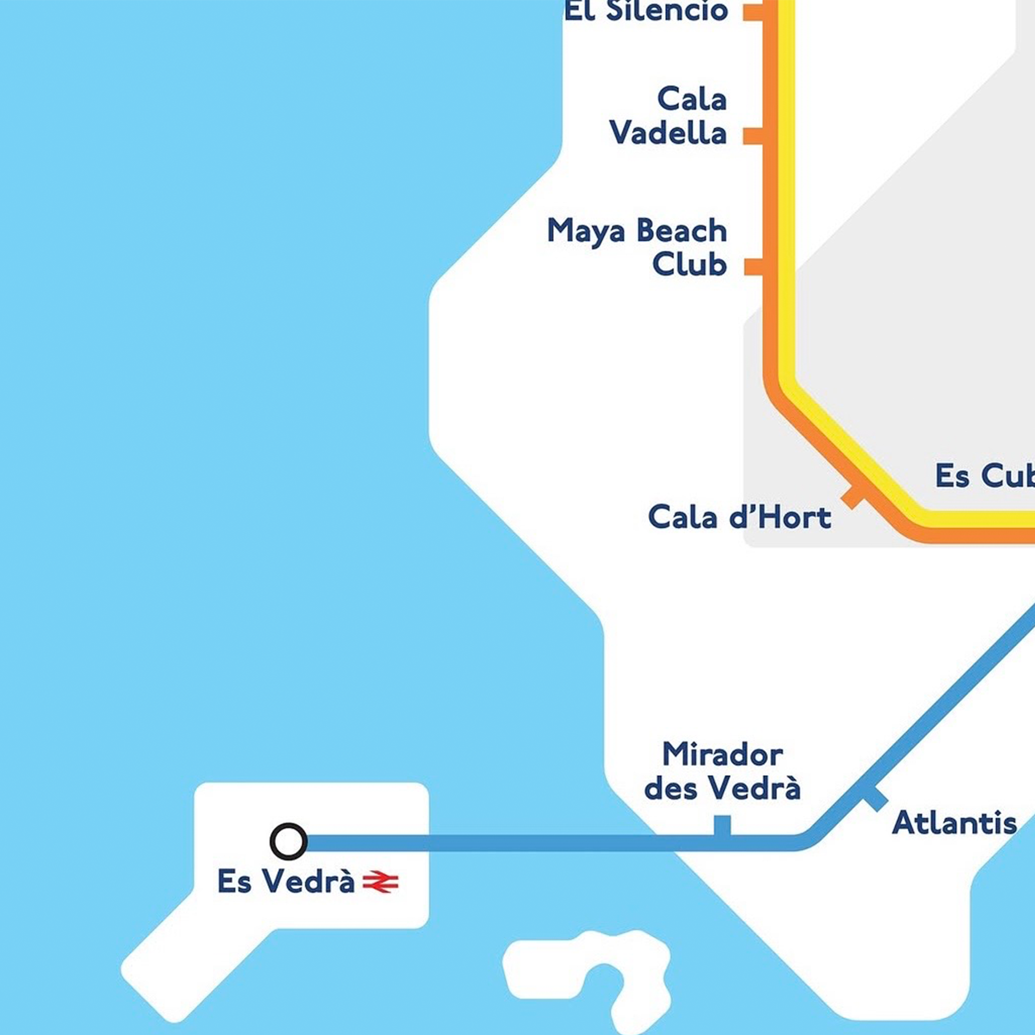 Ibiza Tube Map (Small) by Cindy Houdini