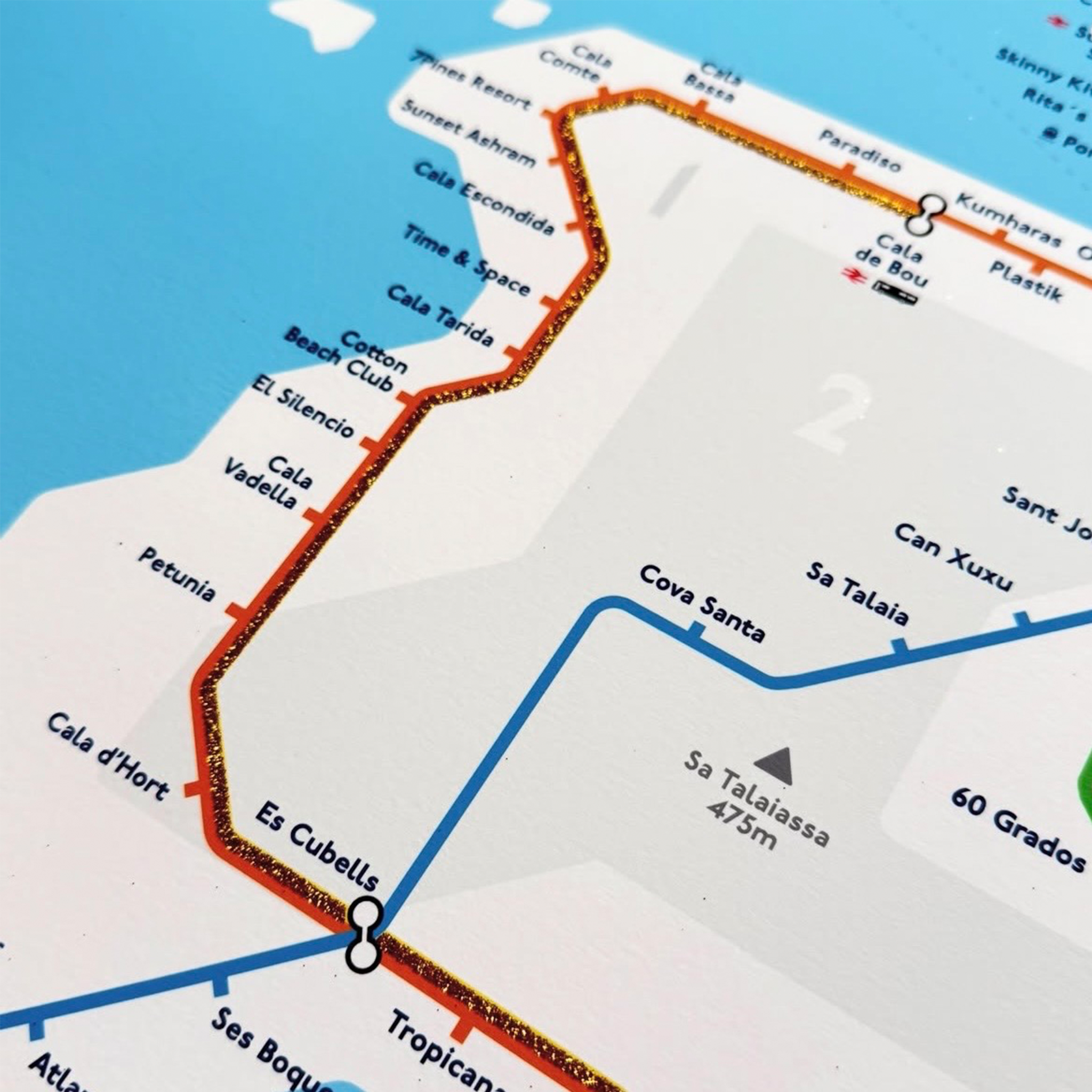Ibiza Tube Map (Glitter, Large) by Cindy Houdini