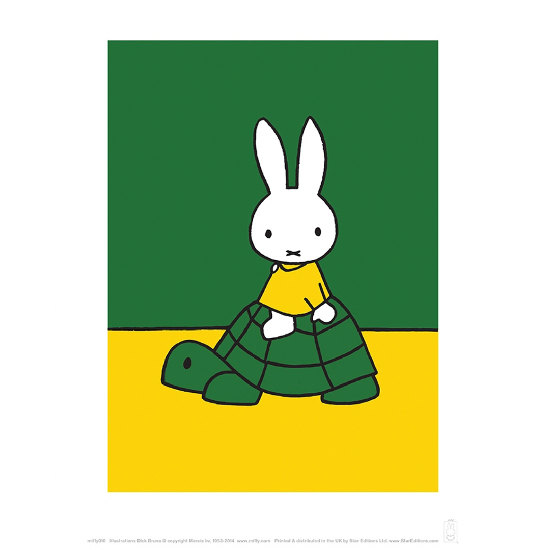 Miffy Sitting On a Turtle Print 11x14"