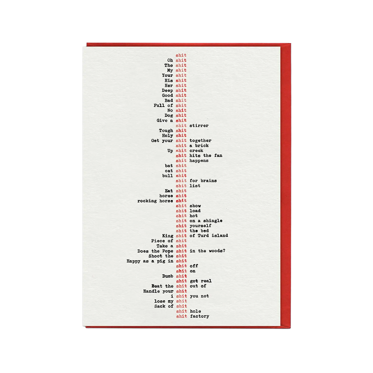 Funny Greetings Card - Sh*t Type By Hayden Kays